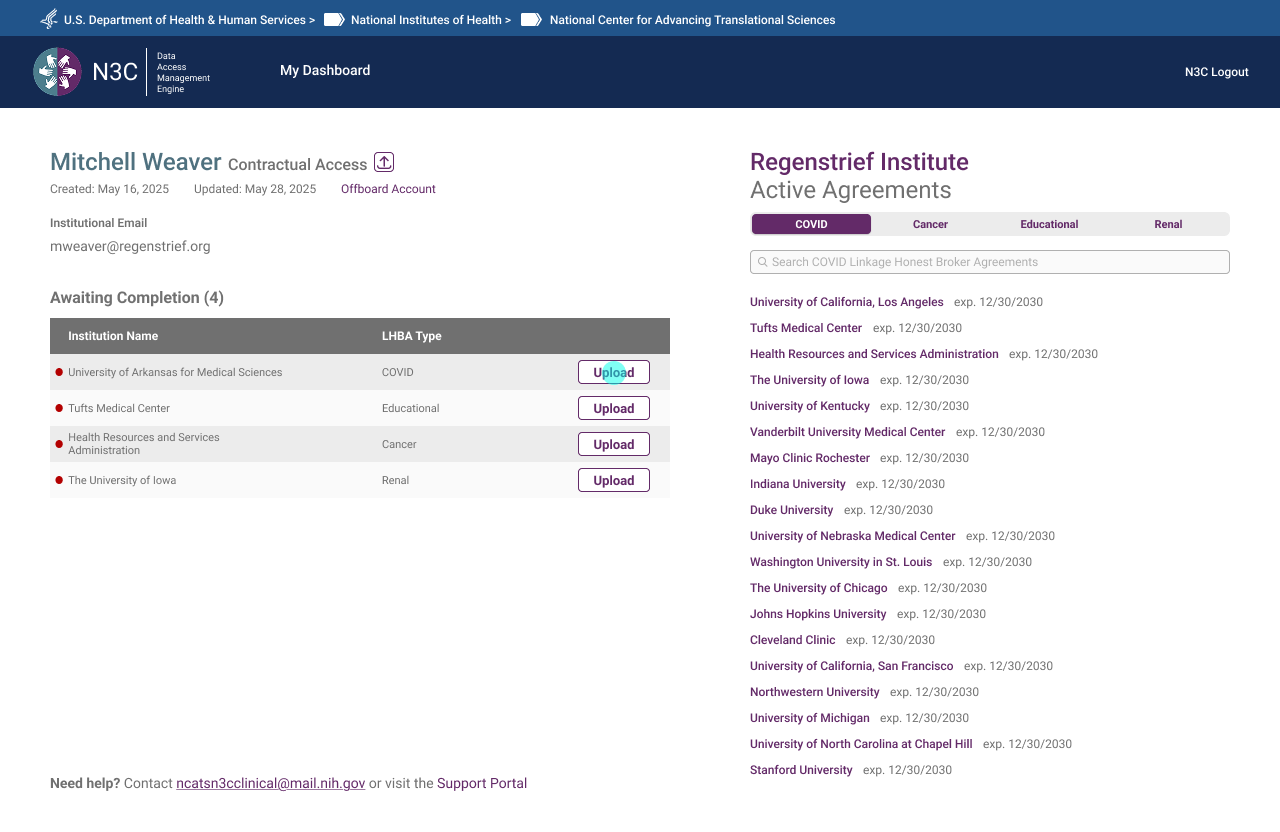 Contractual Partner dashboard