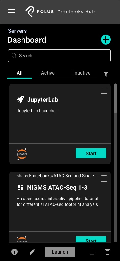 Notebooks Hub — mobile, dashboard
