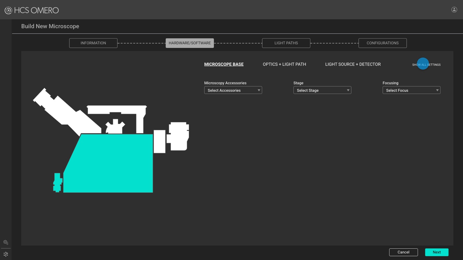 HCS OMERO — Build New Microscope, hardware and software step