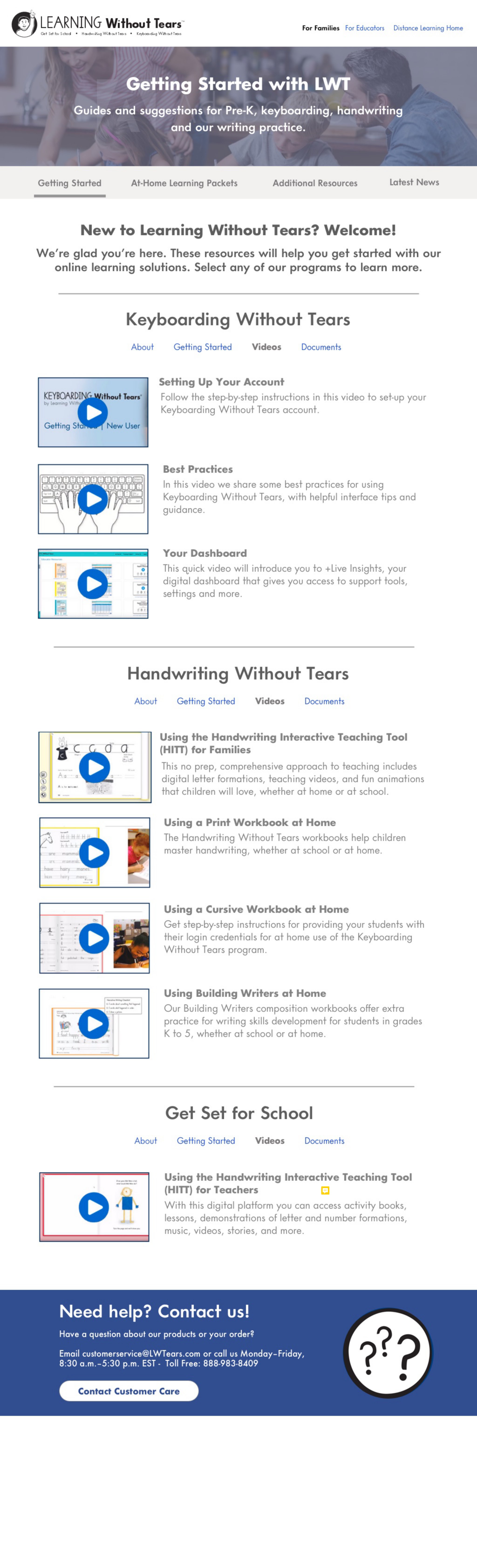 The same guides expanded — every step paired with a short how-to video