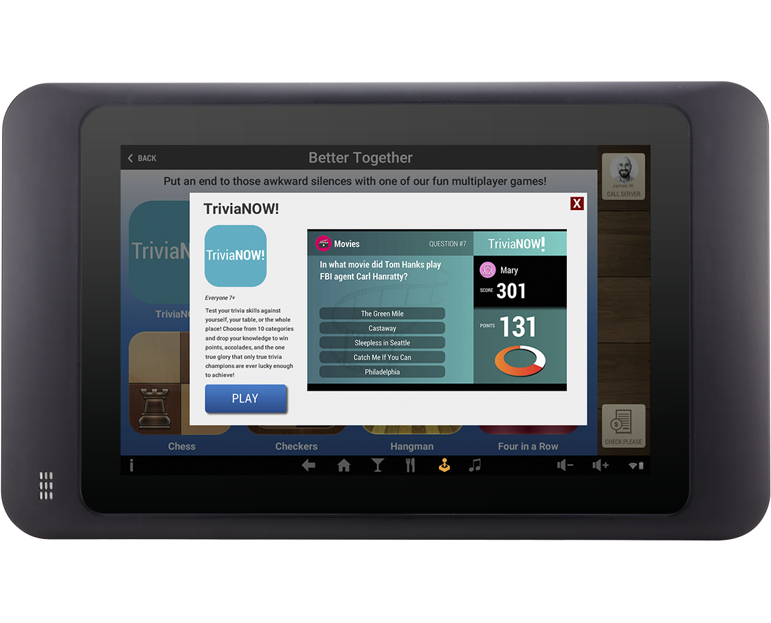 Tanjarine tablet — a live TriviaNOW round in progress
