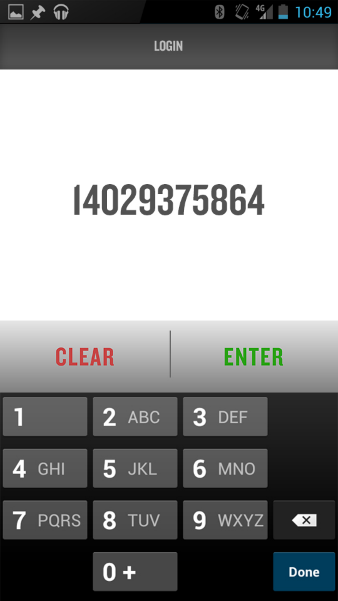 3.0 handheld — login with two stacked keyboards and an unmasked ID
