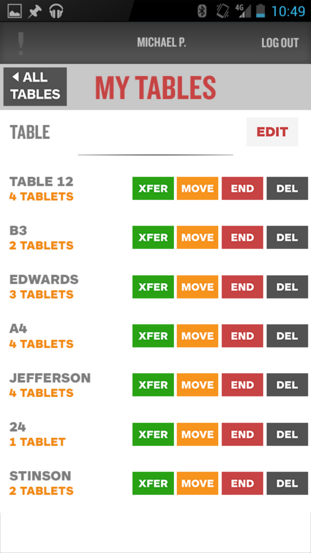 3.0 handheld — crammed XFER/MOVE/END/DEL buttons stacked on every row