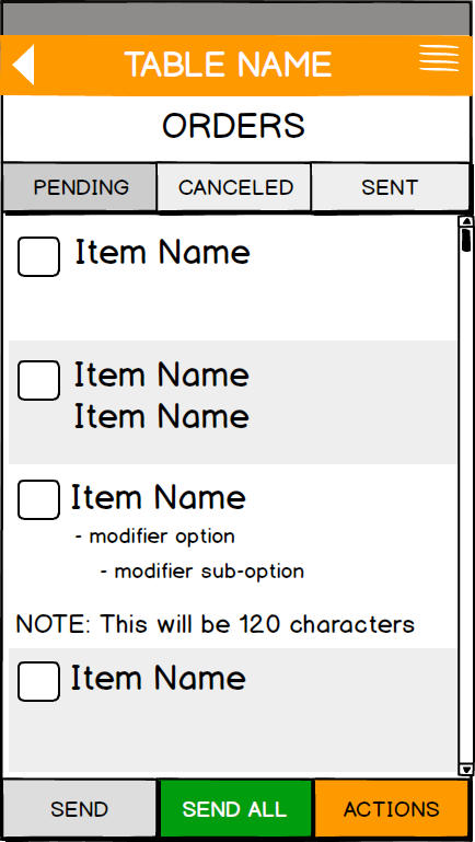 4.0 handheld wireframe — orders