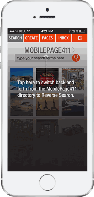 MobilePage411 — tooltip explaining directory vs. reverse search