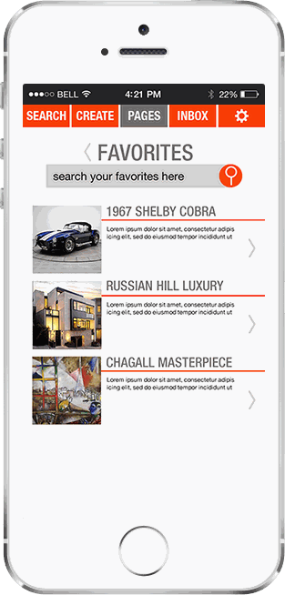 MobilePages — Favorites: listings you've saved