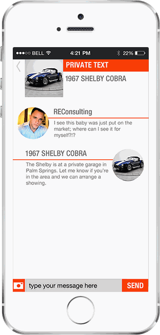 MobilePages — a private two-way text thread about a listing