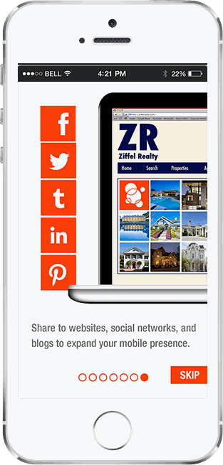 MobilePages tour — share to websites, social networks, and blogs